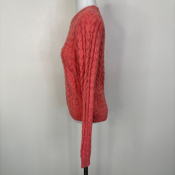 American Eagle Sweater Small Coral Pink Cable Knit Crew Neck Pullover Women's - Picture 4 of 11